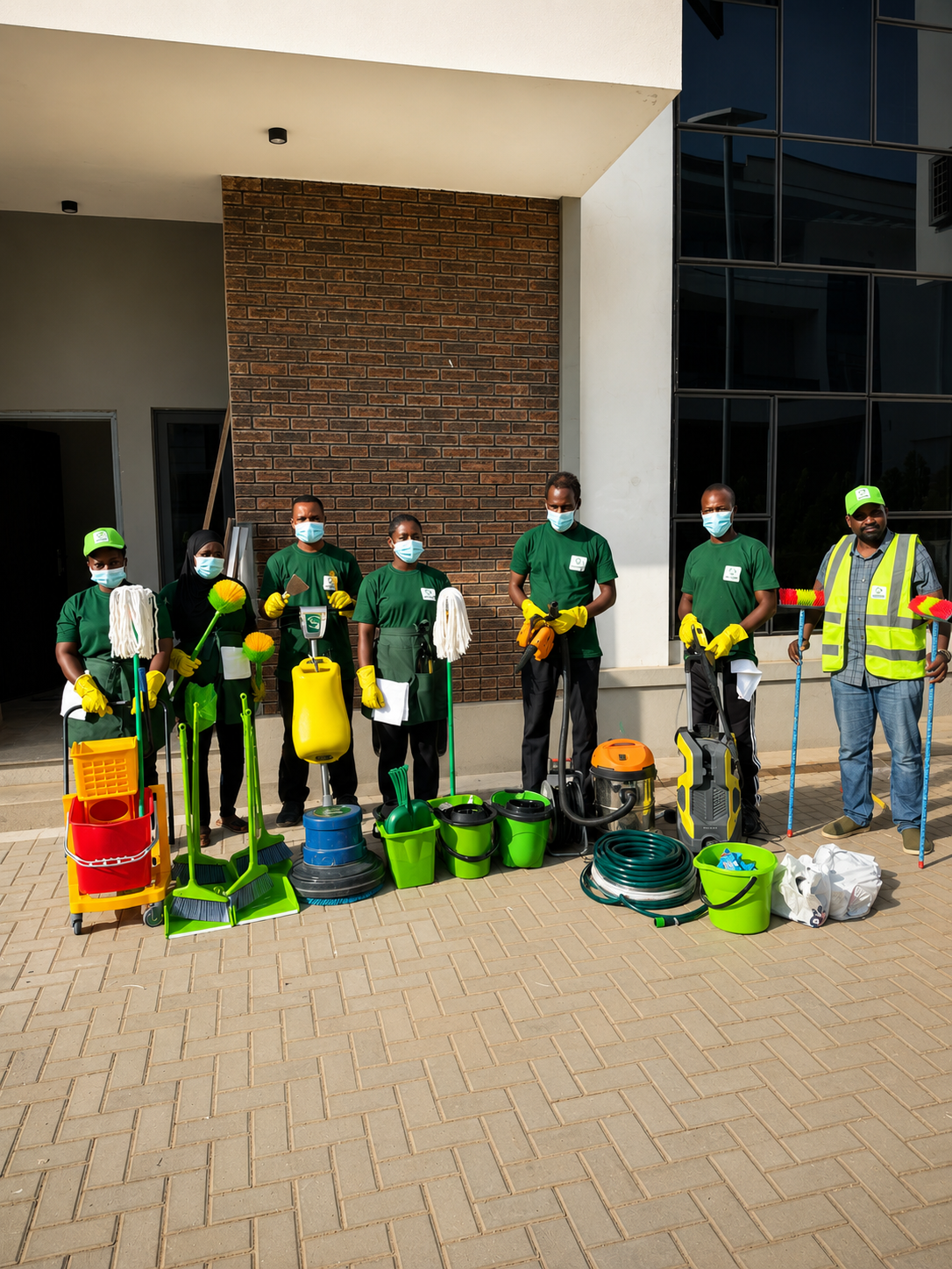 The GreenPlus cleaning team in uniform